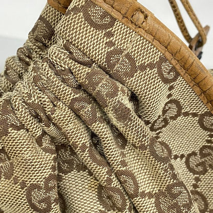 Gucci Handbag GG Canvas 76554 Canvas Brown Silver Hardware Women