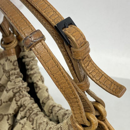 Gucci Handbag GG Canvas 76554 Canvas Brown Silver Hardware Women