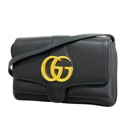 Gucci Shoulder Bag Ggmarmont 550129 Leather Black Gold Hardware Women