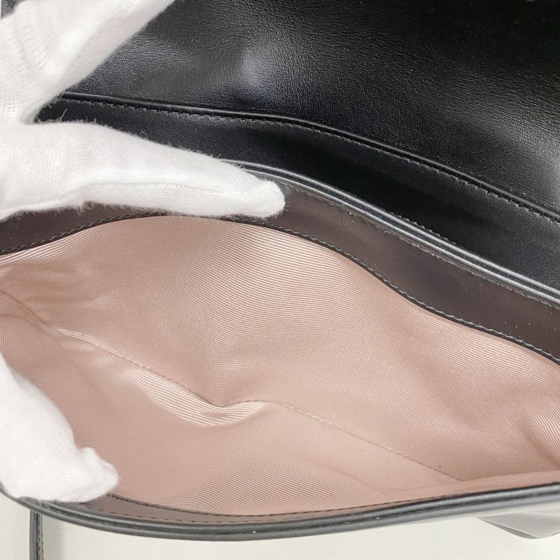 Gucci Shoulder Bag Ggmarmont 550129 Leather Black Gold Hardware Women