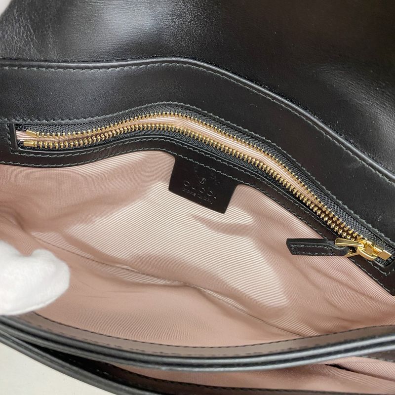 Gucci Shoulder Bag Ggmarmont 550129 Leather Black Gold Hardware Women