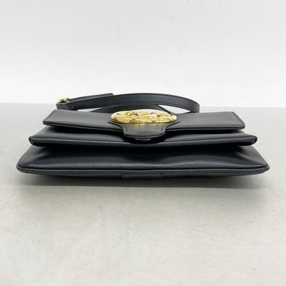 Gucci Shoulder Bag Ggmarmont 550129 Leather Black Gold Hardware Women