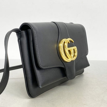 Gucci Shoulder Bag Ggmarmont 550129 Leather Black Gold Hardware Women