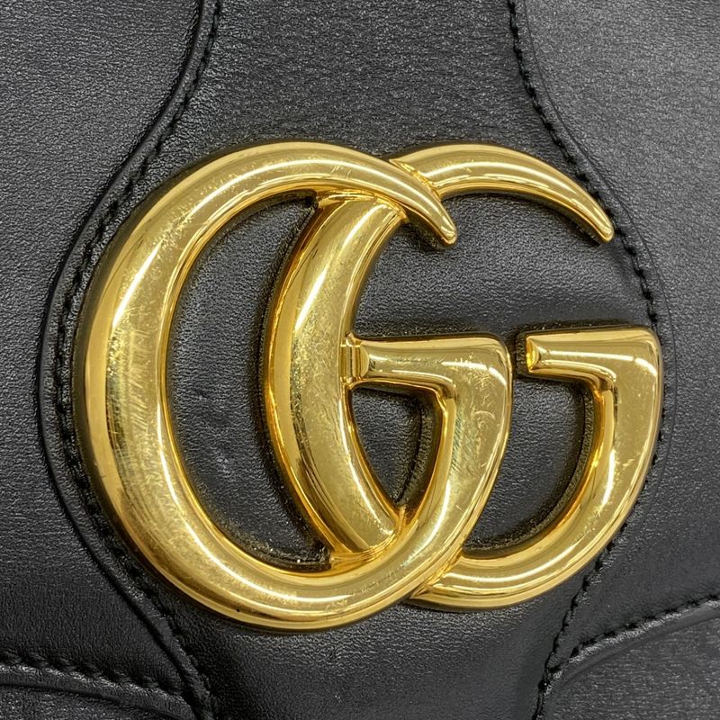 Gucci Shoulder Bag Ggmarmont 550129 Leather Black Gold Hardware Women