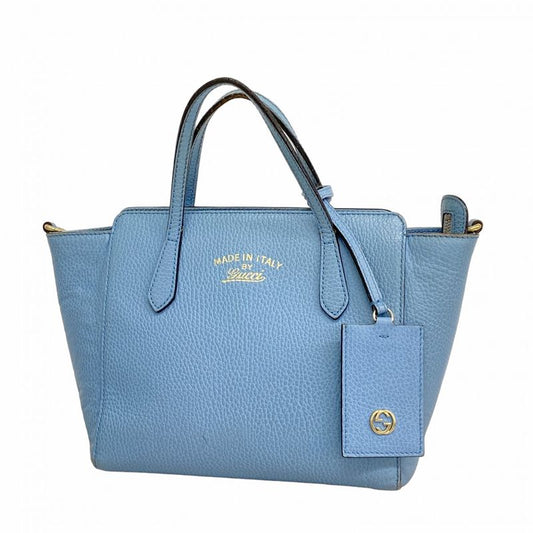 Gucci Handbag Swing 368827 Leather Blue Chien Pan Gold Hardware Women's