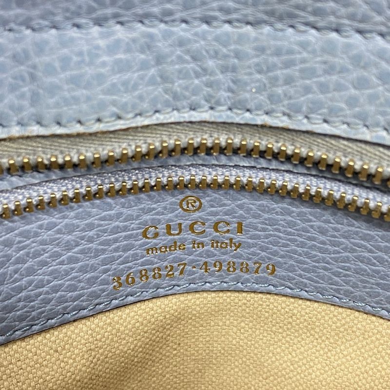 Gucci Handbag Swing 368827 Leather Blue Chien Pan Gold Hardware Women's