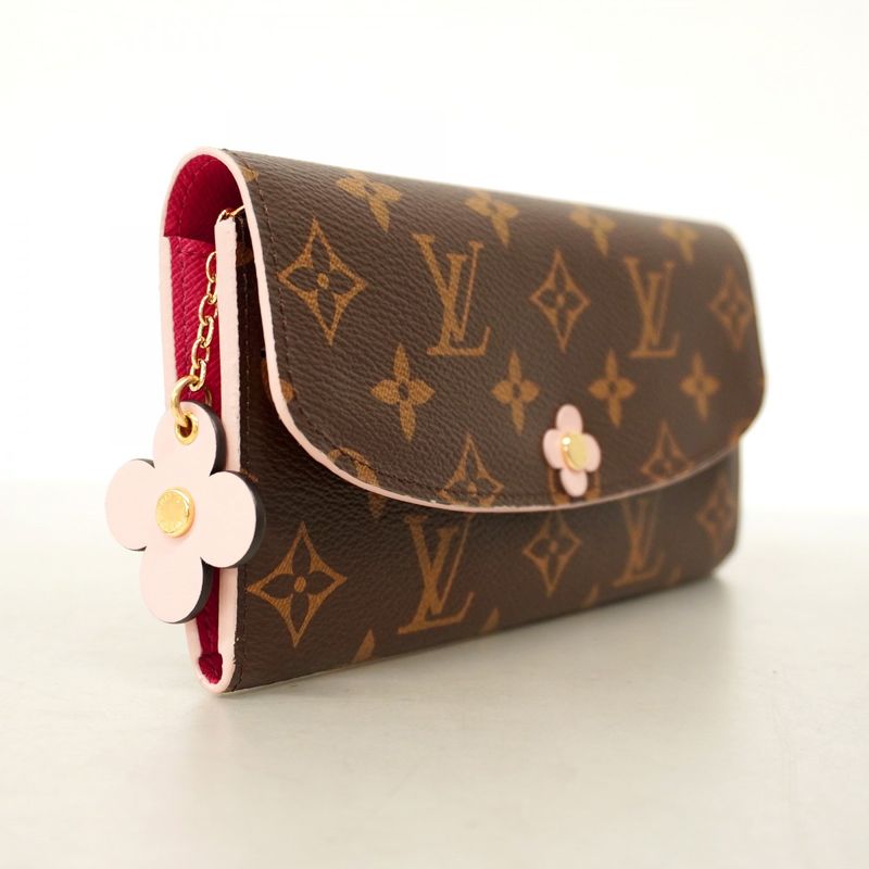 Louis Vuitton Long Wallet Monogram Portefeuille Emily Flower Charm M64202 Rose
