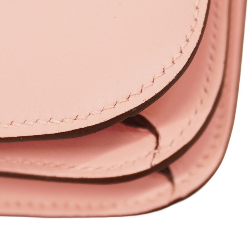 Hermes Shoulder Bag Constance Mini Swift Rose Sakura Silver Hardware W Engraved