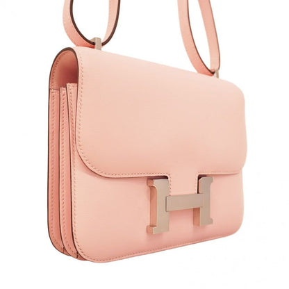 Hermes Shoulder Bag Constance Mini Swift Rose Sakura Silver Hardware W Engraved