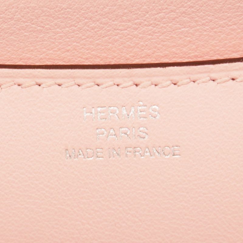 Hermes Shoulder Bag Constance Mini Swift Rose Sakura Silver Hardware W Engraved