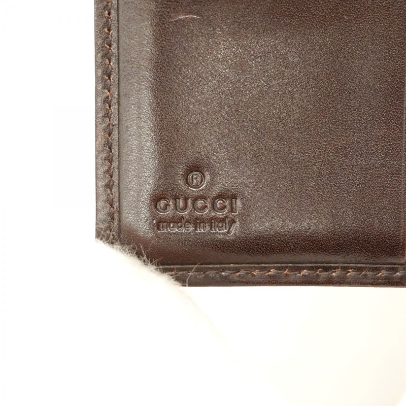 Gucci Wallet Sherry Line 115081 Canvas Brown Silver Hardware Women