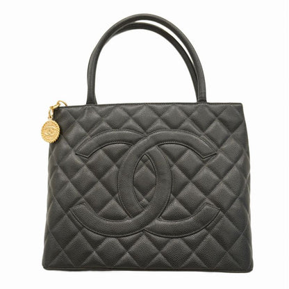 Chanel Tote Bag Revival Tote Caviar Skin Black Gold Hardware Women's