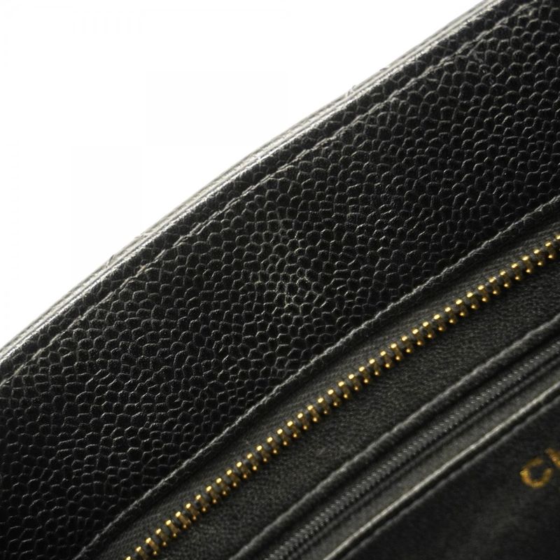 Chanel Tote Bag Revival Tote Caviar Skin Black Gold Hardware Women's