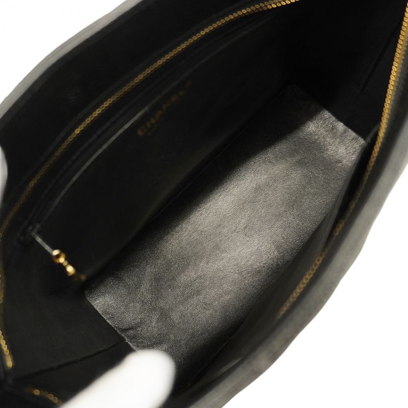 Chanel Tote Bag Revival Tote Caviar Skin Black Gold Hardware Women's