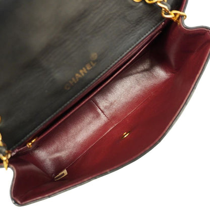 Chanel Shoulder Bag Matelasse Diana Lambskin Black Gold Hardware Women