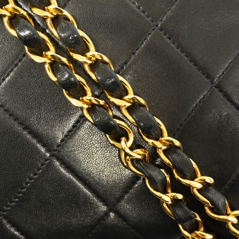 Chanel Shoulder Bag Matelasse Diana Lambskin Black Gold Hardware Women