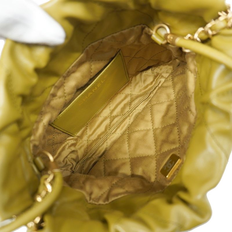 Chanel Handbag Chanel 22 Calfskin Khaki Gold Hardware 2way Bag Ladies