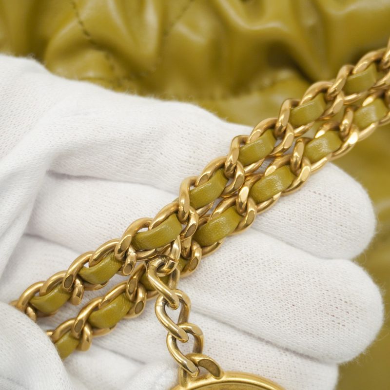 Chanel Handbag Chanel 22 Calfskin Khaki Gold Hardware 2way Bag Ladies