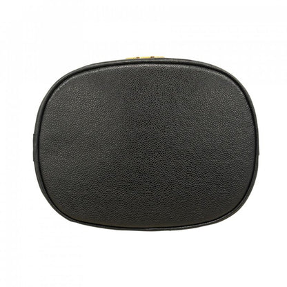 Chanel Shoulder Bag Triple Coco Caviar Skin Black Gold Hardware Women