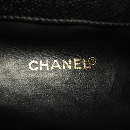 Chanel Shoulder Bag Triple Coco Caviar Skin Black Gold Hardware Women