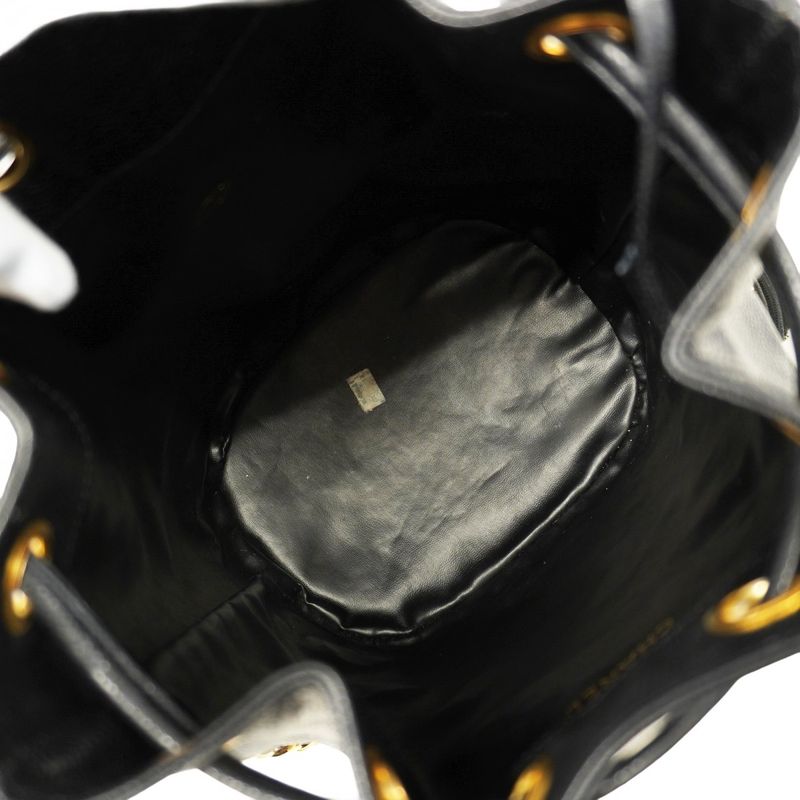 Chanel Shoulder Bag Triple Coco Caviar Skin Black Gold Hardware Women