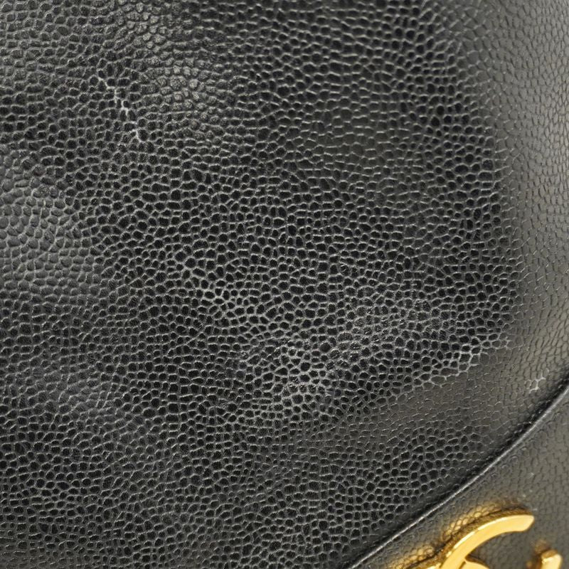Chanel Shoulder Bag Triple Coco Caviar Skin Black Gold Hardware Women