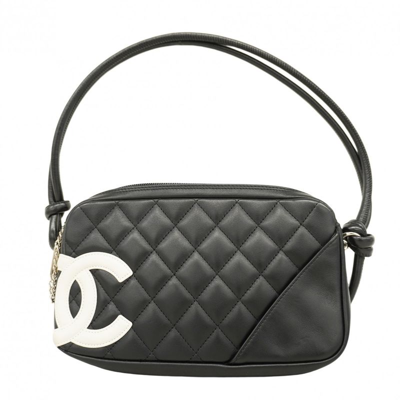 Chanel Shoulder Bag Cambon Lambskin Black Silver Hardware Women