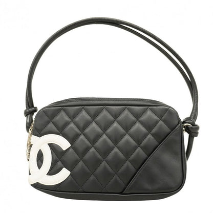 Chanel Shoulder Bag Cambon Lambskin Black Silver Hardware Women