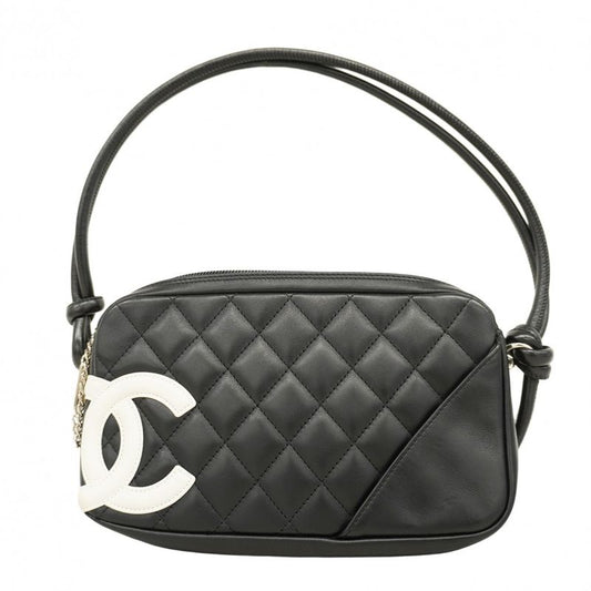 Chanel Shoulder Bag Cambon Lambskin Black Silver Hardware Women