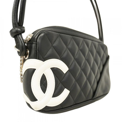 Chanel Shoulder Bag Cambon Lambskin Black Silver Hardware Women