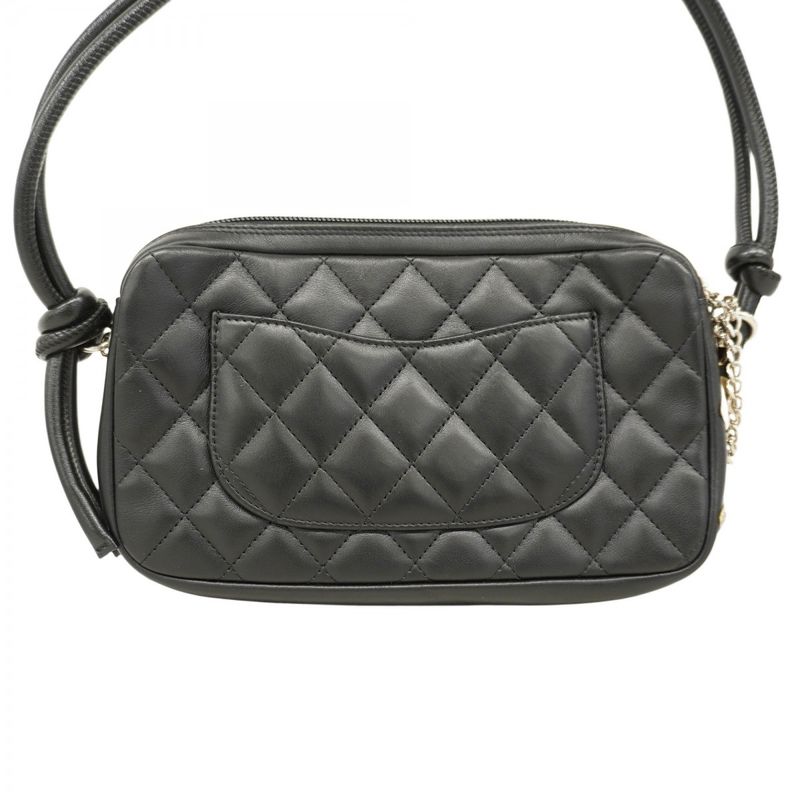 Chanel Shoulder Bag Cambon Lambskin Black Silver Hardware Women