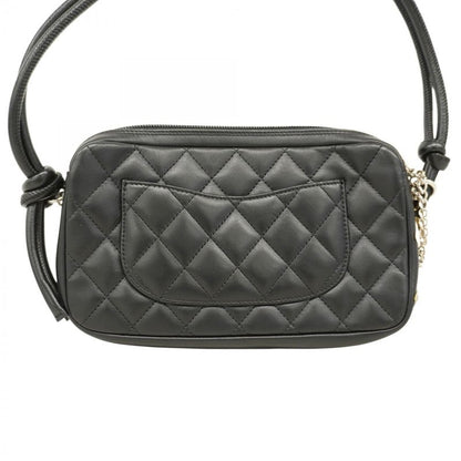 Chanel Shoulder Bag Cambon Lambskin Black Silver Hardware Women