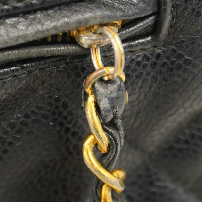 Chanel Shoulder Bag Matelasse Caviar Skin Black Gold Hardware Women