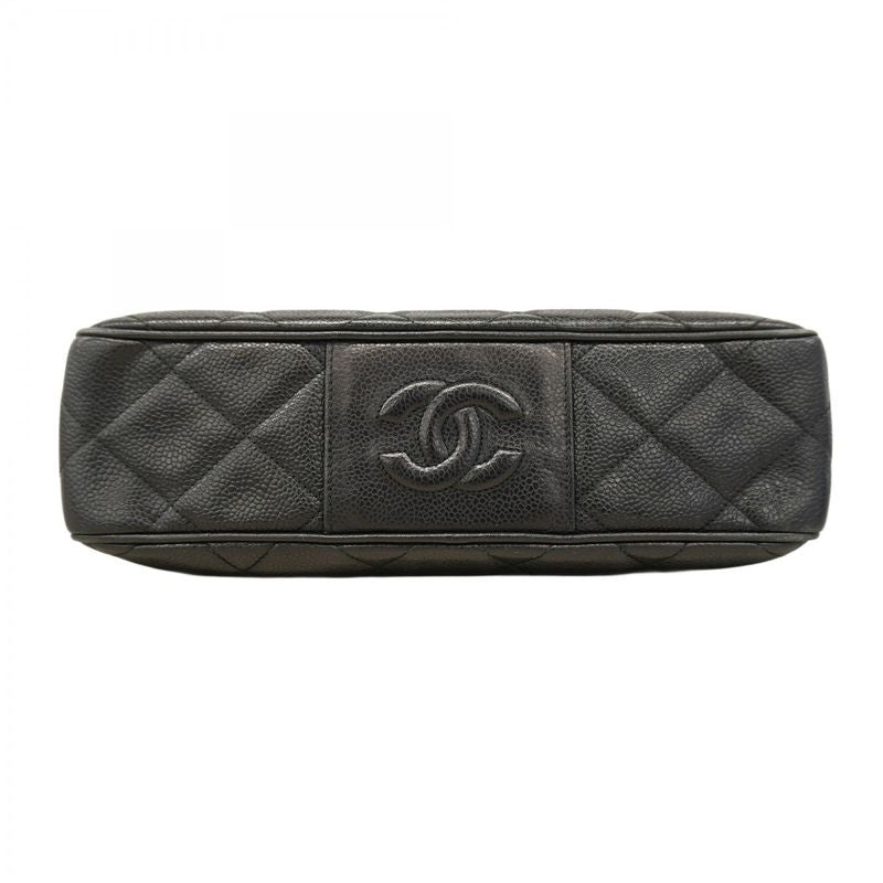 Chanel Shoulder Bag Matelasse Caviar Skin Black Gold Hardware Women