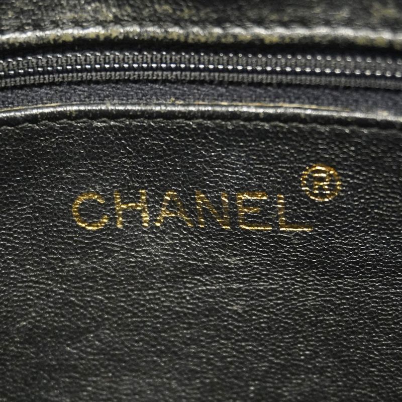 Chanel Shoulder Bag Matelasse Caviar Skin Black Gold Hardware Women