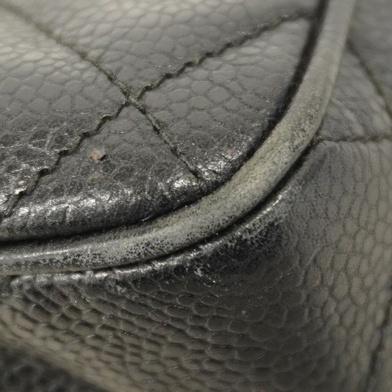 Chanel Shoulder Bag Matelasse Caviar Skin Black Gold Hardware Women