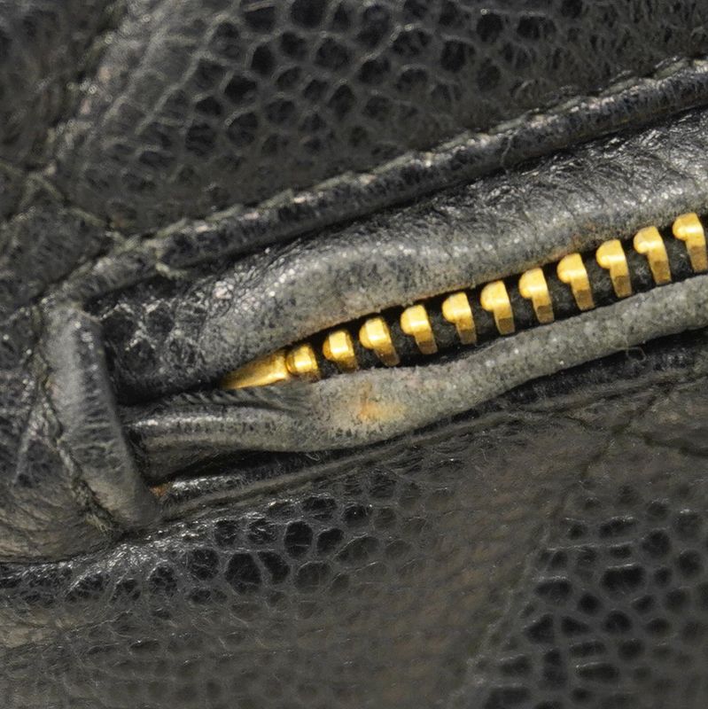 Chanel Shoulder Bag Matelasse Caviar Skin Black Gold Hardware Women