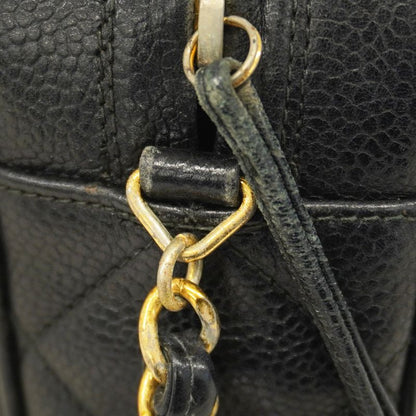 Chanel Shoulder Bag Matelasse Caviar Skin Black Gold Hardware Women