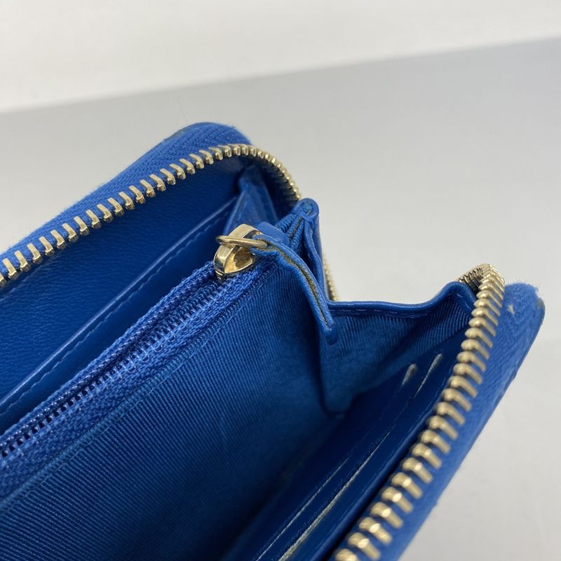 Chanel Long Wallet V-stitched Lambskin Blue Chien Pan Gold Hardware Women