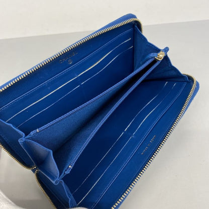 Chanel Long Wallet V-stitched Lambskin Blue Chien Pan Gold Hardware Women