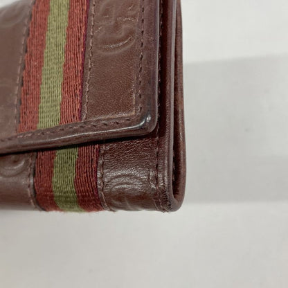 Gucci Key Case Guccissima 138077 Leather Bordeaux Silver Hardware Men Ladies