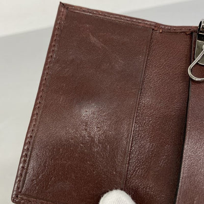 Gucci Key Case Guccissima 138077 Leather Bordeaux Silver Hardware Men Ladies