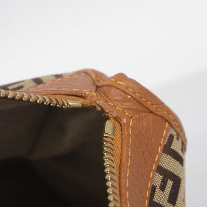 Fendi Tote Bag Zucchino Nylon Canvas Beige Light Brown Chien Pan Gold Hardware