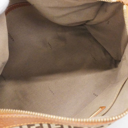 Fendi Tote Bag Zucchino Nylon Canvas Beige Light Brown Chien Pan Gold Hardware