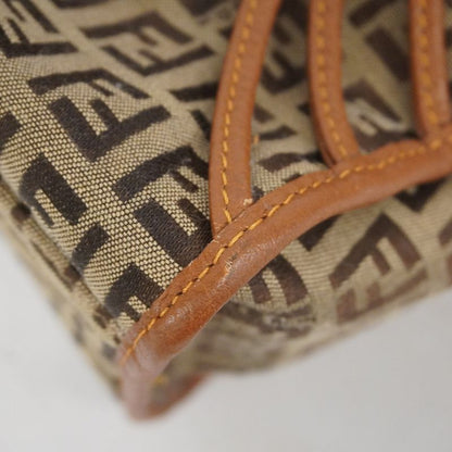 Fendi Tote Bag Zucchino Nylon Canvas Beige Light Brown Chien Pan Gold Hardware