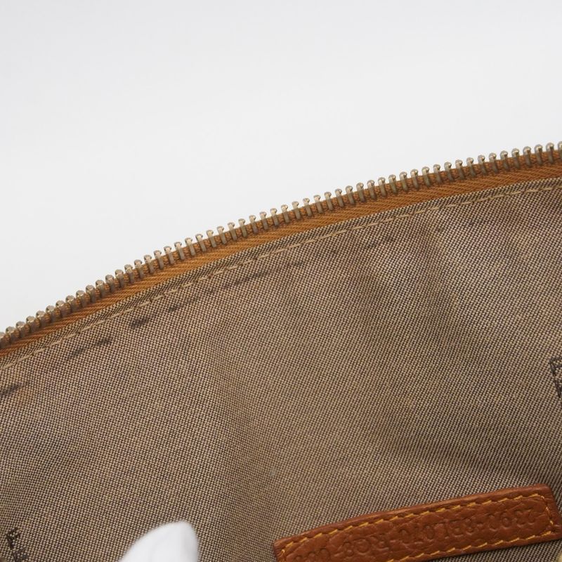 Fendi Tote Bag Zucchino Nylon Canvas Beige Light Brown Chien Pan Gold Hardware