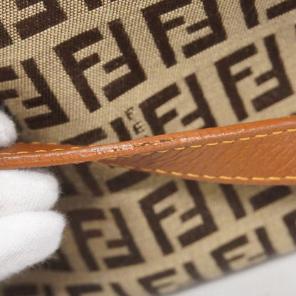 Fendi Tote Bag Zucchino Nylon Canvas Beige Light Brown Chien Pan Gold Hardware