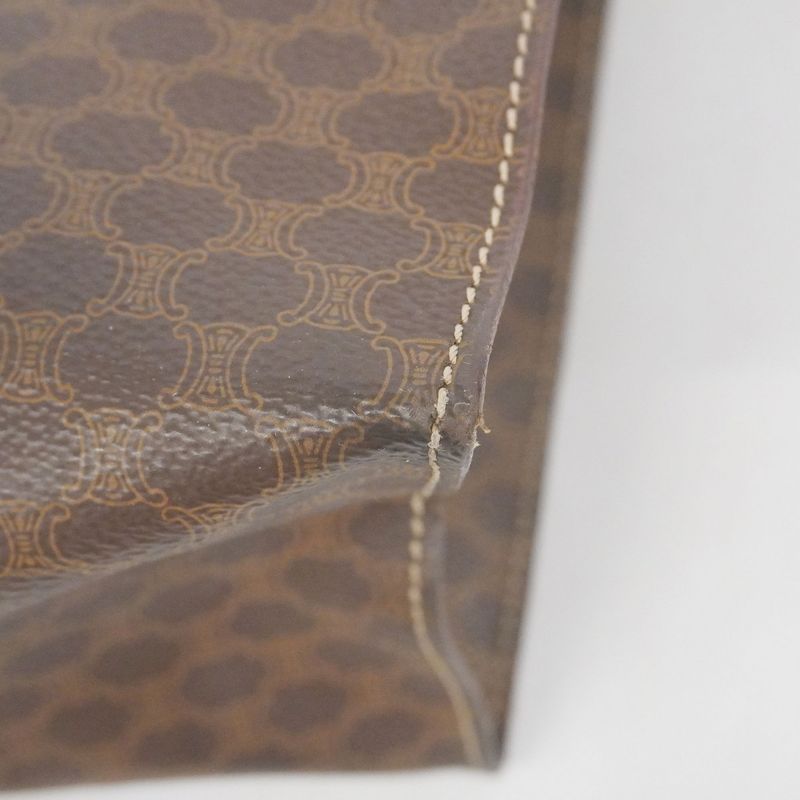 Celine Tote Bag Macadam PVC Brown Gold Hardware Women's