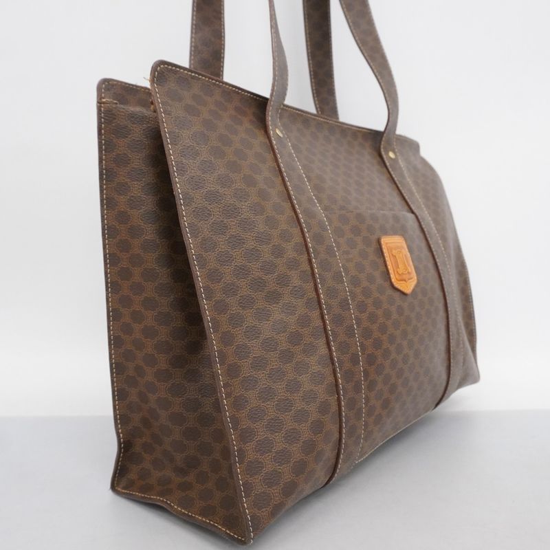 Celine Tote Bag Macadam PVC Brown Gold Hardware Women's