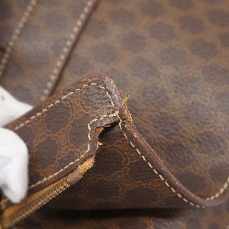 Celine Tote Bag Macadam PVC Brown Gold Hardware Women's